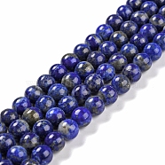 Natural Lapis Lazuli Bead Strands, Round, 8mm, Hole: 1mm, about 49pcs/strand, 15.5 inch(395mm)(G-G953-03-8mm)