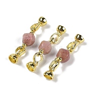 Natural Rhodochrosite with Brass Fold Over Clasps, Real 18K Gold Plated, Long-Lasting Plated, Rack Plating, Faceted Twist, 45mm(G-G141-02G-12)