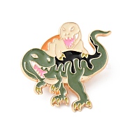 Dinosaur Enamel Pin, Light Gold Plated Alloy Badge for Backpack Clothes, Dark Olive Green, 36x38x1.5mm(JEWB-J005-04B-KCG)