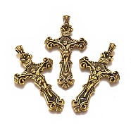 Alloy Pendants, for Easter, Crucifix Cross, Antique Golden, 56x31x3mm, Hole: 3mm(PALLOY-K242-05AG)