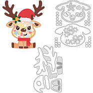 Christmas Theme Carbon Steel Cutting Dies Stencils, for DIY Scrapbooking, Photo Album, Decorative Embossing Paper Card, Stainless Steel Color, Deer, 80~100x130~131x0.8mm, 2pcs/set(DIY-WH0309-1254)