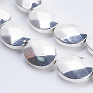 Non-magnetic Synthetic Hematite Beads Strands, Smooth Surface, Faceted, Oval, Silver Plated, 10x8x3.5mm, Hole: 0.5mm, about 40pcs/strand, 15.9 inch(40.5cm)(G-F536-B01)