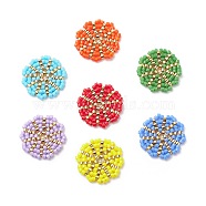 Handmade Japanese Seed Beads, Loom Pattern, Flower, Mixed Color, 18~18.5x2mm(PALLOY-MZ00007)