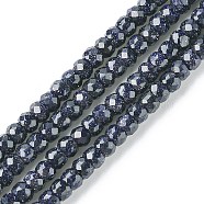 Synthetic Blue Goldstone Beads Strands, Faceted, Rondelle, 3x2mm, Hole: 0.7mm, about 172pcs/strand, 14.96 inch(38cm)(G-F748-O02-01)