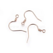 304 Stainless Steel Earring Hooks, Ear Wire, with Horizontal Loop, Rose Gold, 18.5x21x2mm, Hole: 2mm, 21 Gauge, Pin: 0.7mm(STAS-P210-22RG)