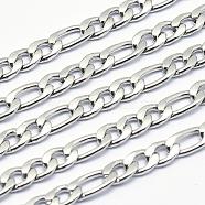 201 Stainless Steel Figaro Chain Necklaces, with Lobster Claw Clasps, Stainless Steel Color, 19.6 inch(50cm)(STAS-G083-52P)