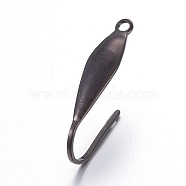 Stainless Steel Earring Hooks, with Vertical Loop, Electrophoresis Black, 20.5x10.5x4.5mm, Hole: 1.4mm, 22 Gauge, Pin: 0.6mm(STAS-L211-10-B)