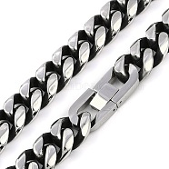 304 Stainless Steel Cuban Link Chain Necklaces for Men, Stainless Steel Color, 23.62 inch(60cm)(NJEW-B116-03P)