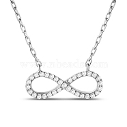 TINYSAND 925 Sterling Silver Rhinestone Infinity Pendant Necklaces, Silver, 17 inch(TS-N143-S-173)