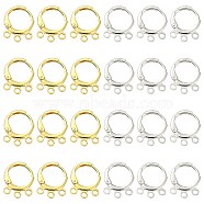 20Pcs 2 Colors Brass Leverback Earring Findings, with Loops, Golden & Silver, 14.5x11.5x1.8mm, Hole: 1.6mm, Pin: 0.8mm, 10Pcs/color(KK-CJ0002-06)