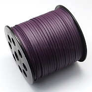 Faux Suede Cord, Faux Suede Lace, One Side Covering with Imitation Leather, Purple, 2.7x1.4mm, about 98.42 yards(90m)/roll(LW-R006-14)