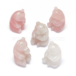 Natural Rose Quartz Sculpture Display Decorations, for Home Office Desk, Panda, 18~20x18~20.5x27~30.5mm(G-F719-55A)