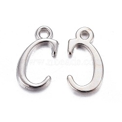 Platinum Plated Alloy Letter Pendants, Rack Plating, Cadmium Free & Lead Free, Letter.C, 15x8x2mm, Hole: 1.5mm(PALLOY-J718-01P-C)