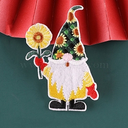 Christmas Santa Claus Computerized Embroidery Cloth Self Adhesive Patches, Stick On Patch, Costume Accessories, Appliques, Dark Green, 60~80x39~55mm(XMAS-PW0001-097B)