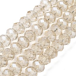 Handmade Glass Beads, Faceted Rondelle, Beige, 10x7mm, Hole: 1mm, about 70~72pcs/strand(G02YI0P3)