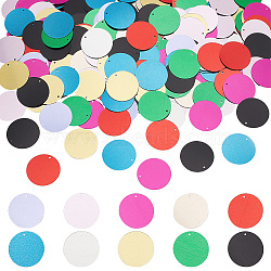 300G 10 Colors Ornament Accessories, PVC Plastic Paillette/Sequins Pendants, Flat Round, Mixed Color, 30x0.2~0.3mm, Hole: 1.4mm, about 30g/color(KY-OC0001-20)