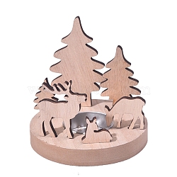 Christmas Wooden Candle Holders, Home Tabletop Centerpiece Decoration, Deer, 100x100x100mm(PW-WGE4B21-03)