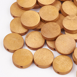 Natural Pear Wood Beads, Dyed, Flat Round, Sandy Brown, 15x4mm, Hole: 1.8mm(X-WOOD-T009-1.5cm-05)