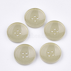 4-Hole Acrylic Buttons, Flat Round, LightKhaki, 25x4.5mm, Hole: 2mm(BUTT-T003-03A)