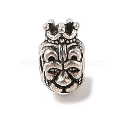 Tibetan Style Alloy European Beads, Large Hole Beads, Lead Free & Cadmium Free, Lion King, Antique Silver, 12x7.5x9mm, Hole: 4.7mm(TIBE-Q090-71AS)