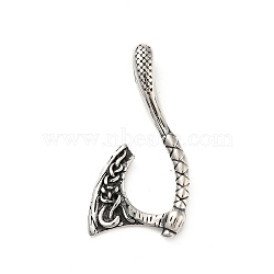 304 Stainless Steel Pendants, Manual Polishing, Axe, Antique Silver, 43x23x7.5mm, Hole: 7x4.5mm(STAS-P309-29AS)
