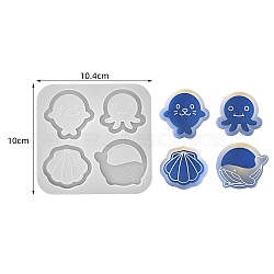 DIY Silicone Quicksand Mold, Resin Casting Molds, Shell Shape, 104x100x11mm(PW-WG31256-01)