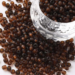 Glass Seed Beads, Frosted Colors, Round, Coconut Brown, 3mm(SEED-A008-3mm-M13)