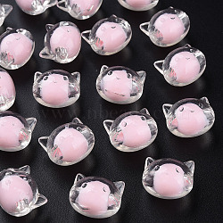 Transparent Acrylic Beads, Bead in Bead, Cat, Pink, 16x18.5x14.5mm, Hole: 3.5mm, about 78pcs/200g(X1-MACR-S373-115-B07)