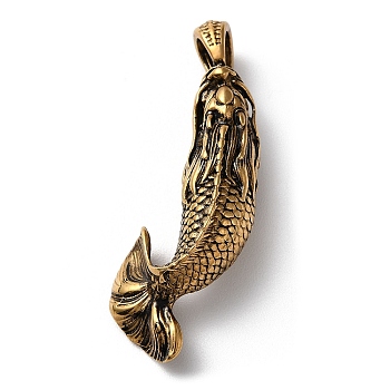 Ion Plating(IP) 304 Stainless Steel Big Pendants, Fish Charm, Antique Golden, 55.5x20.5x13mm, Hole: 5.5x7.5mm