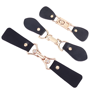 Gorgecraft 3 Style Alloy Sew on Turn Twist Clasp Lock, with Leather, for DIY Handbag Shoulder Bag Purse Sweater Making, Light Gold, 2sets/style, 6sets/bag