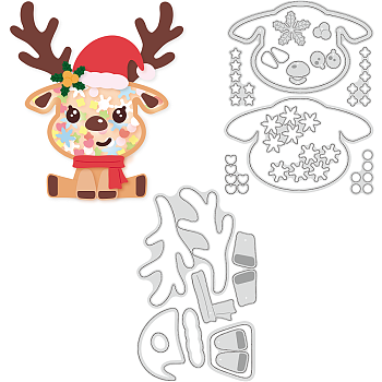 Christmas Theme Carbon Steel Cutting Dies Stencils, for DIY Scrapbooking, Photo Album, Decorative Embossing Paper Card, Stainless Steel Color, Deer, 80~100x130~131x0.8mm, 2pcs/set