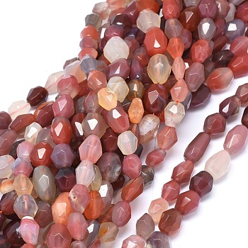 Natural Carnelian Agate Beads Strands, Oval, Faceted, 10~22x8~13mm, Hole: 1mm, about 26~32pcs/strand, 150.3 inch~15.9 inch