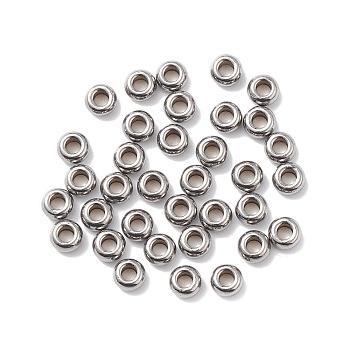304 Stainless Steel Beads, Disc/Flat Round, Stainless Steel Color, 4x2mm, Hole: 1.5mm