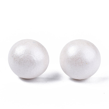 Pearlized Half Round Schima Wood Earrings for Girl Women, Stud Earrings with 316 Surgical Stainless Steel Pins, White, 11x4.5mm, Pin: 0.7mm