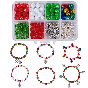 SUNNYCLUE DIY Bracelets Making, with Aluminum Bell Charms, Painted Glass Beads, Iron Spacer Beads and Tibetan Style Pendants, Mixed Color, 11x7x3cm