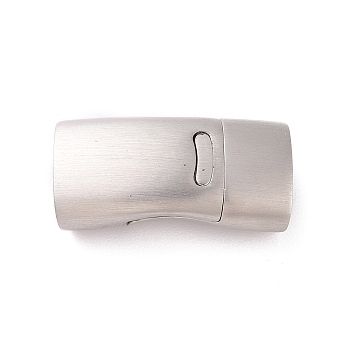 Rectangle 304 Stainless Steel Matte Magnetic Clasps with Glue-in Ends, Stainless Steel Color, 24x12.5x7.5mm, Hole: 5x10mm
