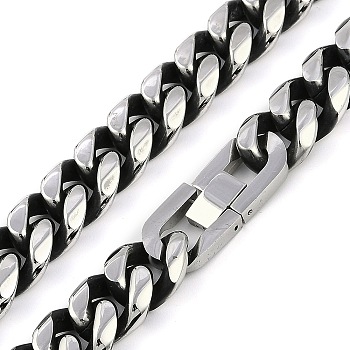 304 Stainless Steel Cuban Link Chain Necklaces for Men, Stainless Steel Color, 23.62 inch(60cm)