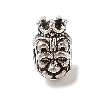 Tibetan Style Alloy European Beads, Large Hole Beads, Lead Free & Cadmium Free, Lion King, Antique Silver, 12x7.5x9mm, Hole: 4.7mm