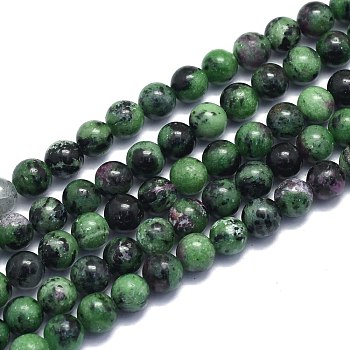 Natural Ruby in Zoisite Beads Strands, Round, Alice Blue, 8~8.5mm, Hole: 0.8mm, about 46pcs/Strand, 15.08 inch(38.3cm)