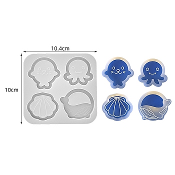 DIY Silicone Quicksand Mold, Resin Casting Molds, Shell Shape, 104x100x11mm
