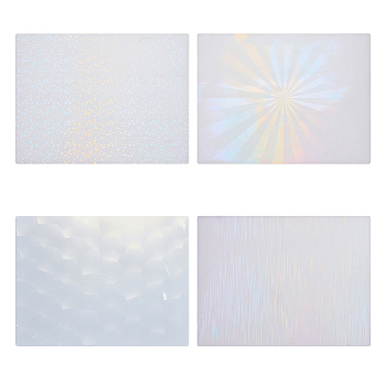 4Pcs 4 Styles Silicone Pads, Holographic Inlay Resin Mold, Rectangle, WhiteSmoke, 20x15x1mm, 1pc/style