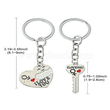 Valentine's Day Key & Heart Alloy Split Keychain(KEYC-YW00054)-3