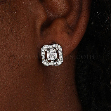 Brass Rhinestone Clip-on Earrings(SZ0570)-2