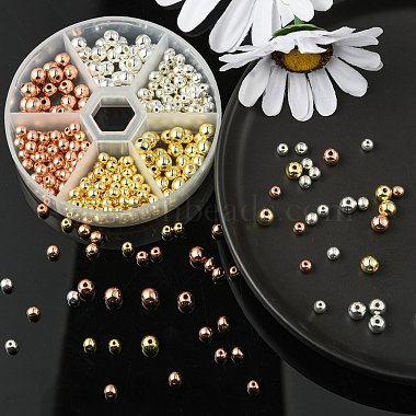330Pcs 6 Style 3 Colors Electroplate Non-magnetic Synthetic Hematite Beads Strands(G-FS0001-07)-5