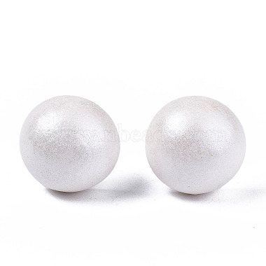 White Flat Round Wood Stud Earrings