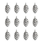 Tibetan Style Alloy Pendants, Cadmium Free & Lead Free, Leaf, Antique Silver, 16x8x1mm, Hole: 2mm(PALLOY-A15388-AS)
