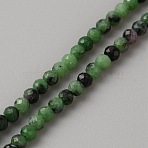 Natural Ruby Zoisite Beads Strands, Round, Faceted, 3mm, Hole: 0.6mm, about 122~126pcs/strand, 15.16~15.55''(38.5~39.5cm)(G-TAC0016-07)
