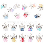 10Pcs Alloy Glass Pendants, with Antique Silver & Platinum Iron Findings, Angle, Mixed Color, 22mm, Hole: 2.7mm, 10pcs/set(PALLOY-TAC0150)