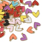 50Pcs Alloy Enamel Charms, Cadmium Free & Nickel Free & Lead Free, Light Gold, Heart Charm, Mixed Color, 14x13.5x2mm, Hole: 1.5mm(ENAM-YW0006-37)