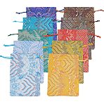 21Pcs 7 Colors Polyester Pouches, Drawstring Bag, Rectangle with Floral Pattern, Mixed Color, 14x11x0.3cm, 3pcs/style(ABAG-NB0001-28)